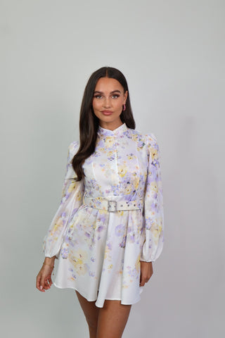 pearl flower dress lila/white