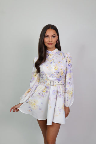 pearl flower dress lila/white