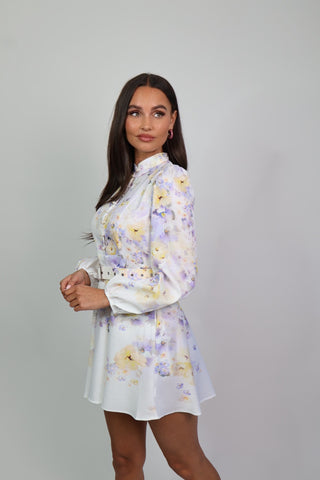 pearl flower dress lila/white
