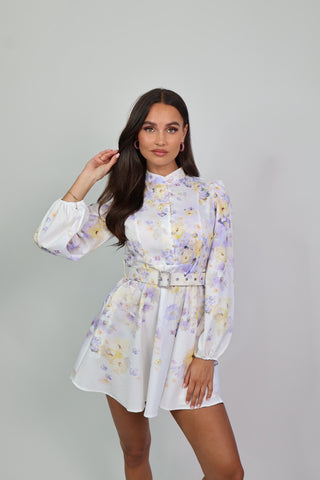 pearl flower dress lila/white