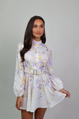 pearl flower dress lila/white