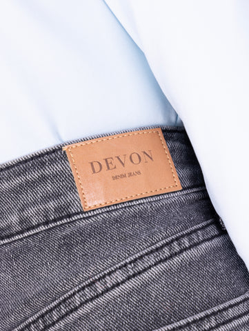 extra long wide leg jeans washed grey devon the label
