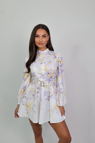 pearl flower dress lila/white